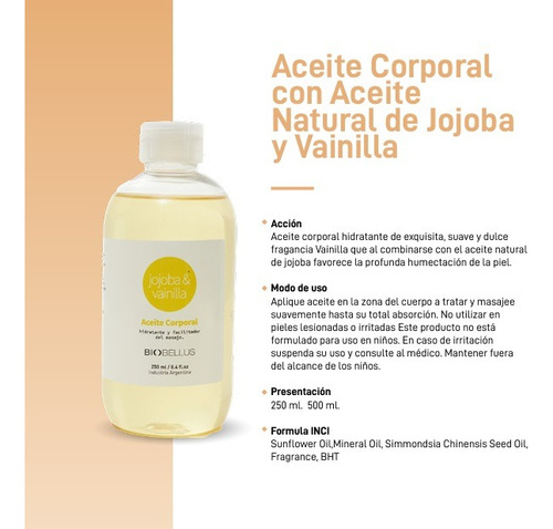 Aceites Masajes De Jojoba Y Vainilla Biobellus Pack 3