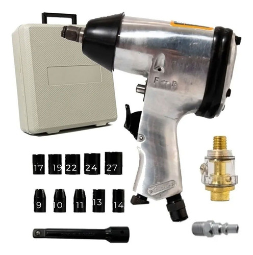 Imagen 1 de 7 de Llave De Impacto Neumatica Salkor 1/2 Maletin Accesorios