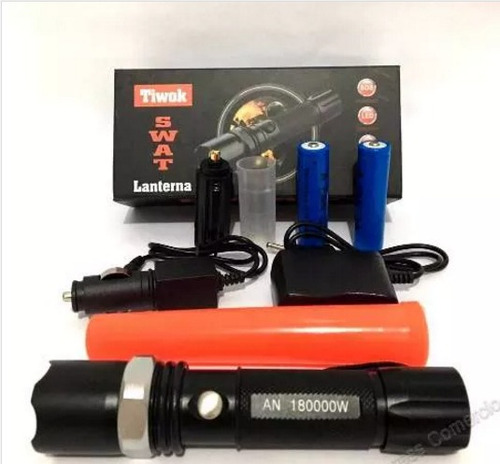 Kit Lanterna Led Cree Tática Carregador / Bateria / Bastão