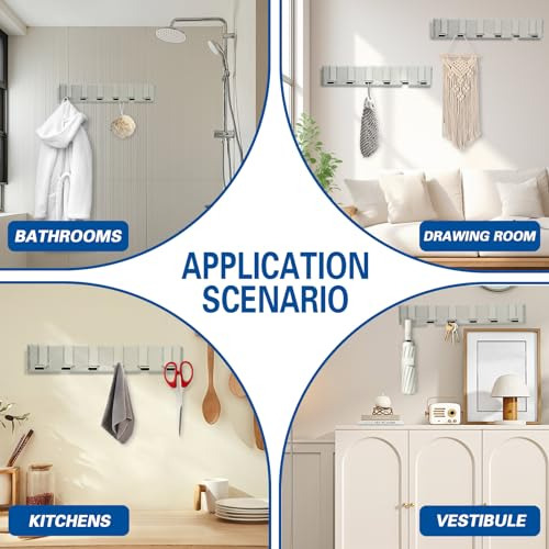 Perchero De Pared Plegable Con 6 Ganchos Adhesivos
