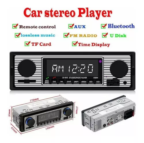 12 V 1 Din Bluetooth Vintage Radio De Coche Reproductor Mp3