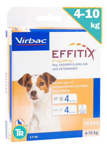 Pipeta Effitix Spot - On Perro 2 Unidad 4/10 Kg Virbac