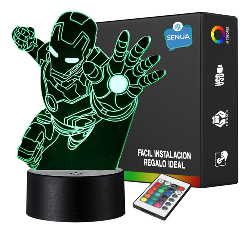 Lámpara De Noche Led Iron Man Holograma Regalo Decoración 