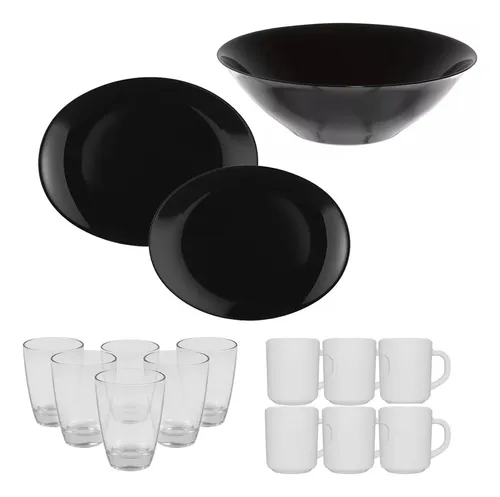 Set Vajilla Completa Vidrio 6 Personas Platos Kuchen