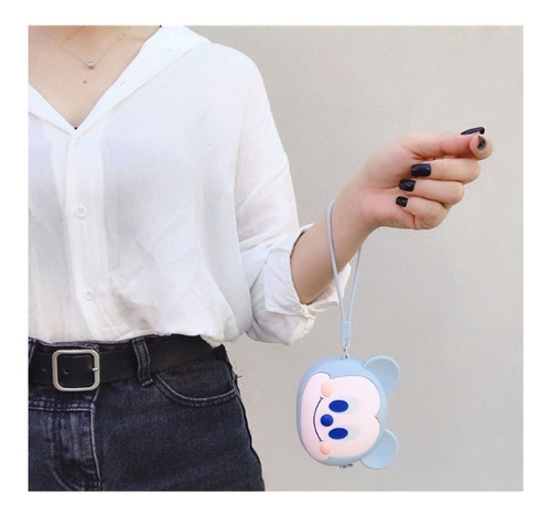 Monedero Bolsa Bolso De Silicona Con Cadena Para Colgar Color Azul Claro