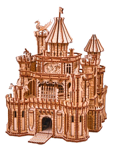 Wood Trick Dragon Castle - Rompecabezas 3d De Madera Movible