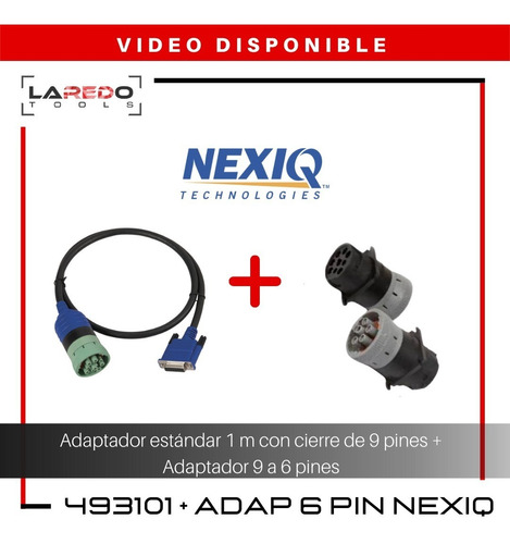 Adaptador 9-pin Nexiq  + Adaptador De 6-pin | 493101 + 6-pin