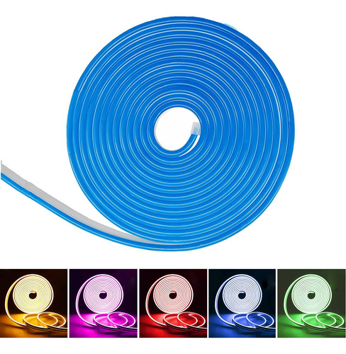 Tiras De Led Neón Luz Flexible Unicolor 5 Metros Cortar 12v Azul