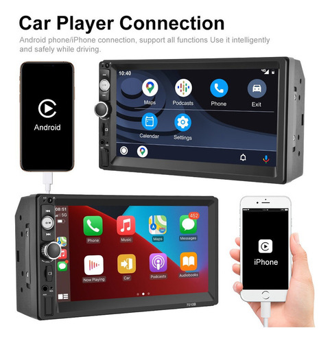 2 Din 7'' Radio Estéreo De Coche Fm Mirrorlink Carplay
