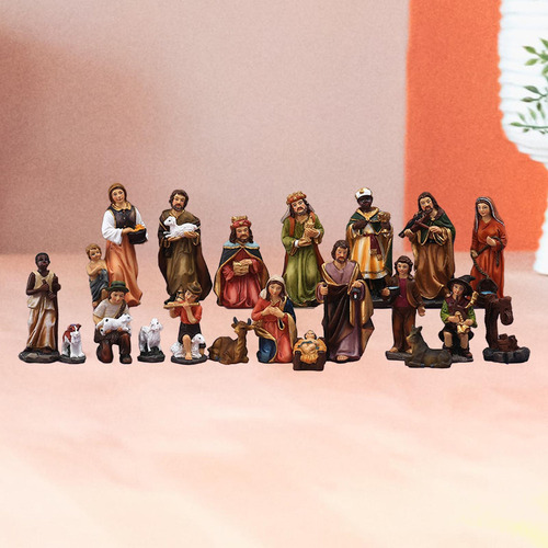 Juego De Figuras De Belén De Navidad De 20 Piezas, Figuras
