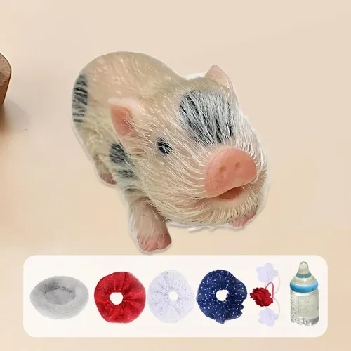 Set De 7 Lechones De Silicona Con Ropa Y Comedero – Juguete Sensorial Realista De 12.5 Cm Para Niños +3 Años