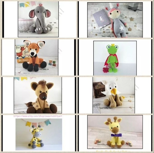 Pack 80 Patrones Animales Amigurumis Muñecos Crochet Ingles