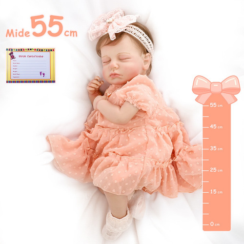 Muñeca Bebé Reborn Niña Muñeca De Silicona Y Algodón 55cm
