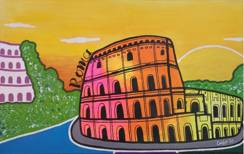 Pintura Original Carlos Lacal. Roma. Coliseo. 80x50cm.