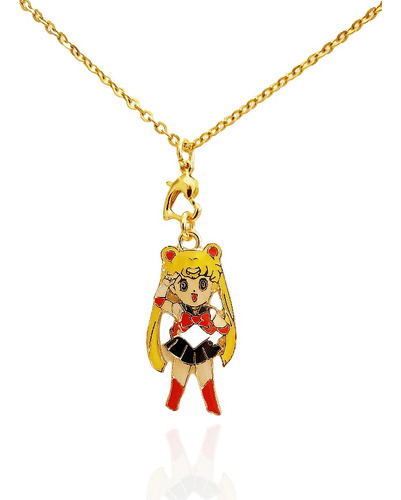 Collar Serena Sailor Moon  Chapa De Oro Esmaltado 