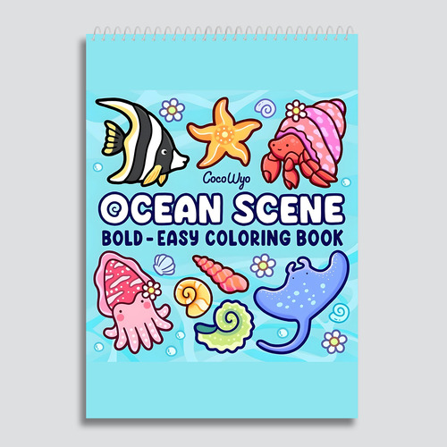 Ocean Scene | Libro Anillado Colorear Pintar | Coco Wyo