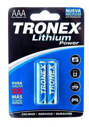 Par Pila Bateria Lithium Alcalina Tronex Aaa 1.5v Fr03 X2 