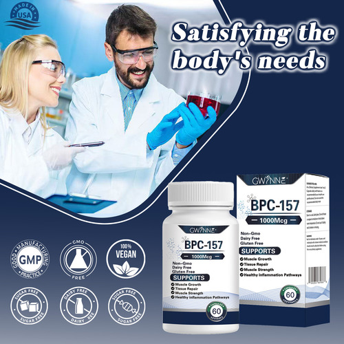 Gwynne Cápsulas De Péptidos Bpc-157 1000mcg De Alta Potencia Para La Recuperación Muscular Y Del Ejercicio, Recuperación Acelerada Y Curación Intestinal 60 Cápsulas