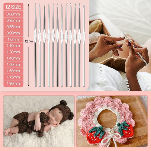 Set Con Estuche Crochet Silicona Accesorios Para Tejer