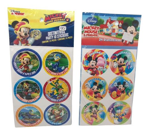 48 Distintivos Mickey Varios Stickers Invitado Especial Gm