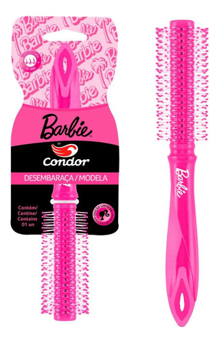 Escova Para Cabelo Redonda Rosa Barbie Condor