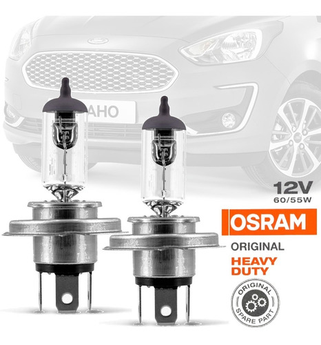 Imagem 1 de 6 de Par Lampada Original Osram Baixo/alto H4 Ford Ka 2012/2013