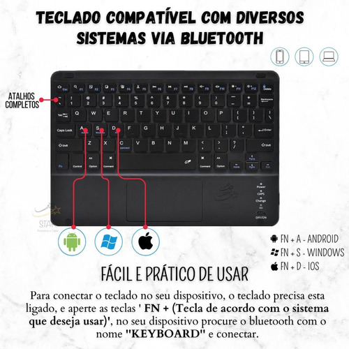 Capa Com Teclado Para Galaxy Tab S6 Lite 10.4 P610 P615 Cor Rosa