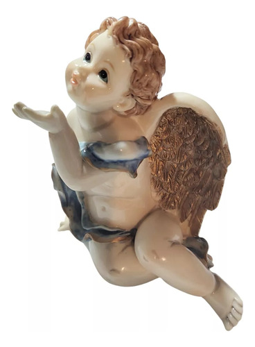 Estátua Anjinhos Anjo Pedestal Infinity Em Resina 12cm Cor Beijo