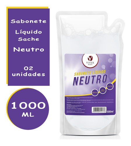 Imagem 1 de 1 de Kit Com 2 Sachês De Sabonete Líquido Neutro 500ml