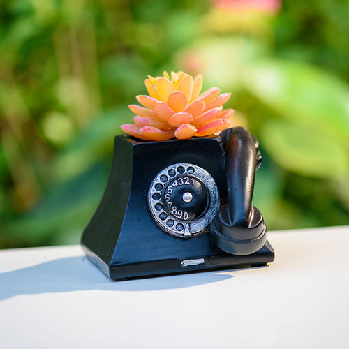 Maceta Pequeña Con Forma De Teléfono Para Suculentas Con Ori