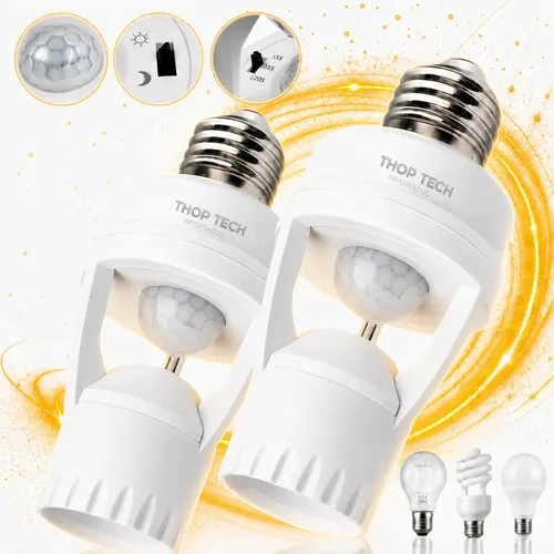Kit 2 Sensores De Presença Iluminação Lâmpada Soquete E27 Com Fot...