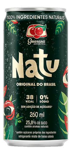 Refrigerante Zero Sódio Guaraná Antarctica Natu Lata 260ml