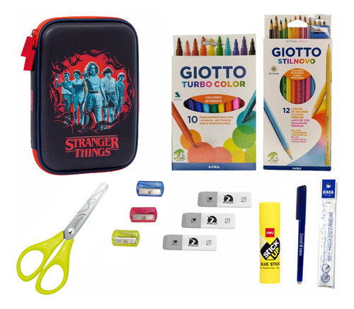 Kit Set Cartuchera Stranger Things Lapiz Giotto Mooving 