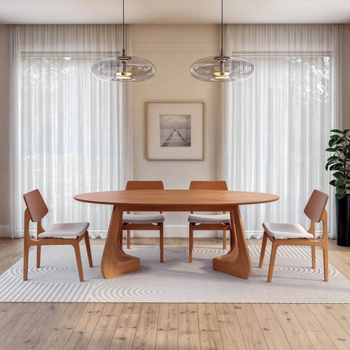Mesa De Jantar Oval 6 Lugares 210x110cm Paineira Cabecasa