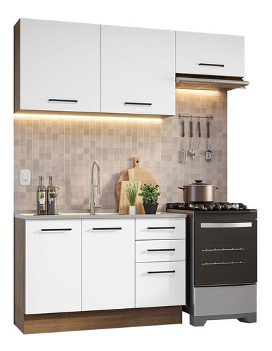 Armario de cocina compacto Agata Madesa 09 Rb, 180 cm, color rústico/blanco