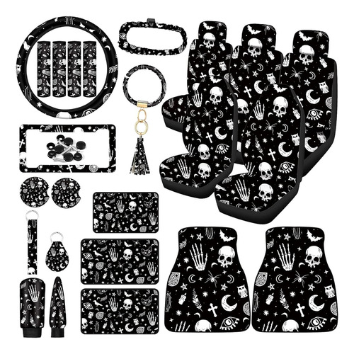 26 Piezas Skeleton Cat Luna Y Estrellas Funda De Asiento De 