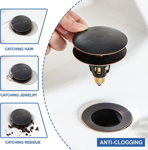 Repador Universal De Fregadero De Baño 2-en-1: Tapón De Dren