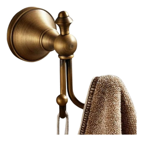 Accesorio Gancho Doble Percha Toallero D Pared Laton Antiguo Laton Antiguo