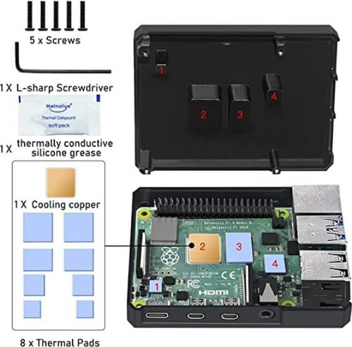 Miuzei Raspberry Pi 4 Caja De Aluminio, Raspberry Pi 4 Model