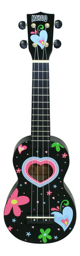 Mahalo Soprano Ukelele Corazon De Color Negro Con Bolsa De