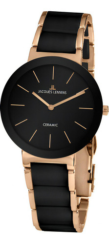 Reloj Jacques Lemans 42-7c Color De La Correa Negro Y Rose Gold Color Del Bisel Negro Color Del Fondo Negro