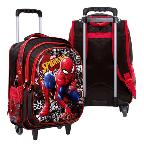 Mochila Infantil Masculina Rodinhas Homem Aranha 3d Marvel