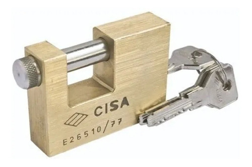 Imagen 4 de 6 de Candado Anticizalla Cisa 77mm Con Llave M6 Bronce Blister