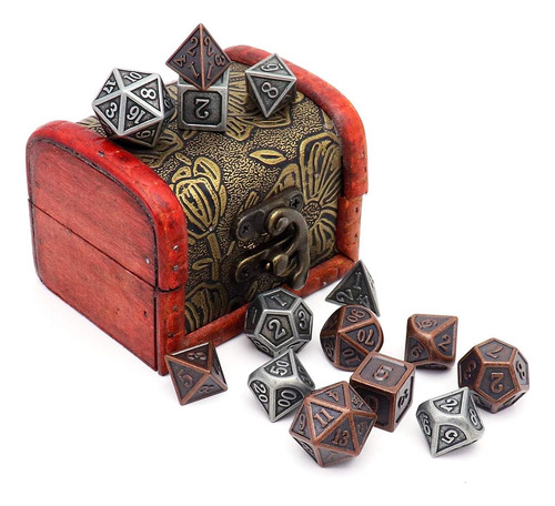 Juego De Dados Haxtec Viking Metal Dnd D&d 7 Piezas De D2...