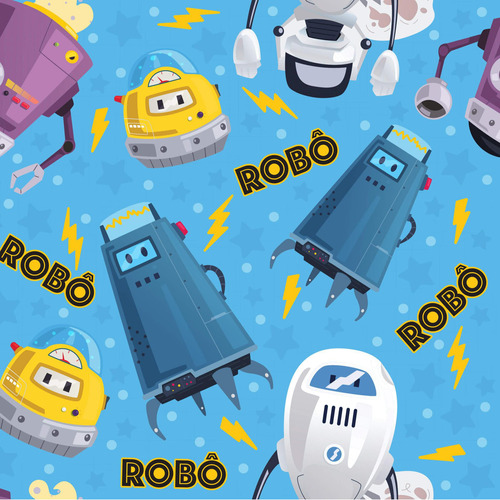 Papel De Parede Robô Infantil 57x270cm