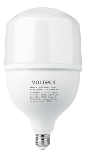 Lampara O Foco De Led Alta Potencia 50 W Luz De Dia Volteck Blanco
