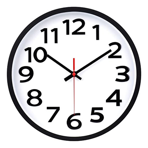 Reloj De Pared De 12 Pulgadas, Silencioso, Sin Tictac, Números Grandes, Fácil De Leer, Reloj De Pared Decorativo Para Oficina, Escuela, Recámara, Hogar