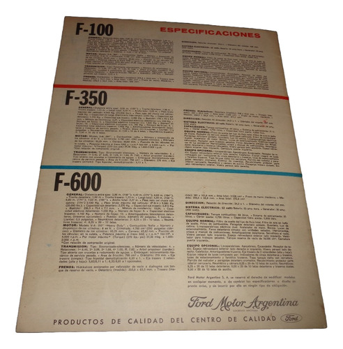 Ford Pick Up F100 Y Camiones Catalogo De Venta Original (Usado)