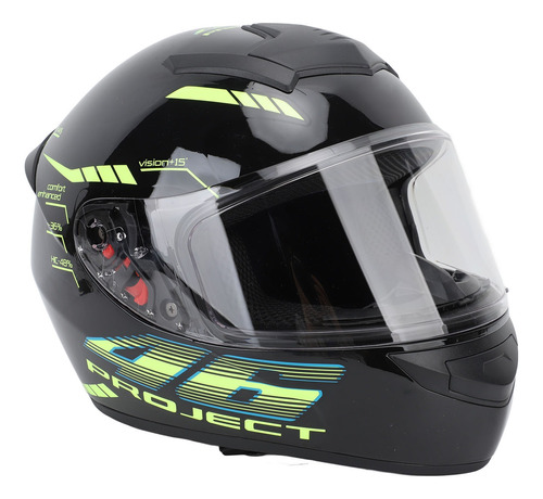 Casco Biker Estelar Cyborg Negro Gris Con Luz Abatible Lente