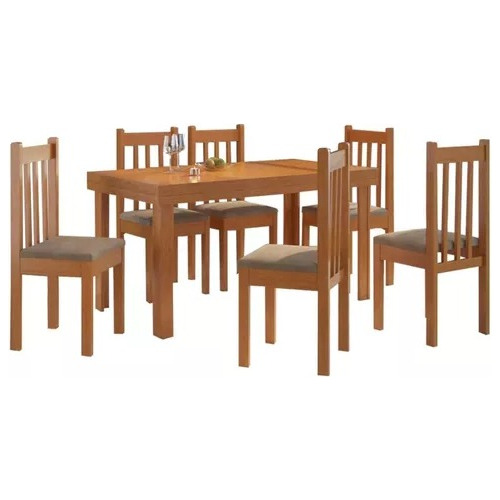 Juego De Comedor Madera Maciza 6 Sillas Asiento Tapizado 